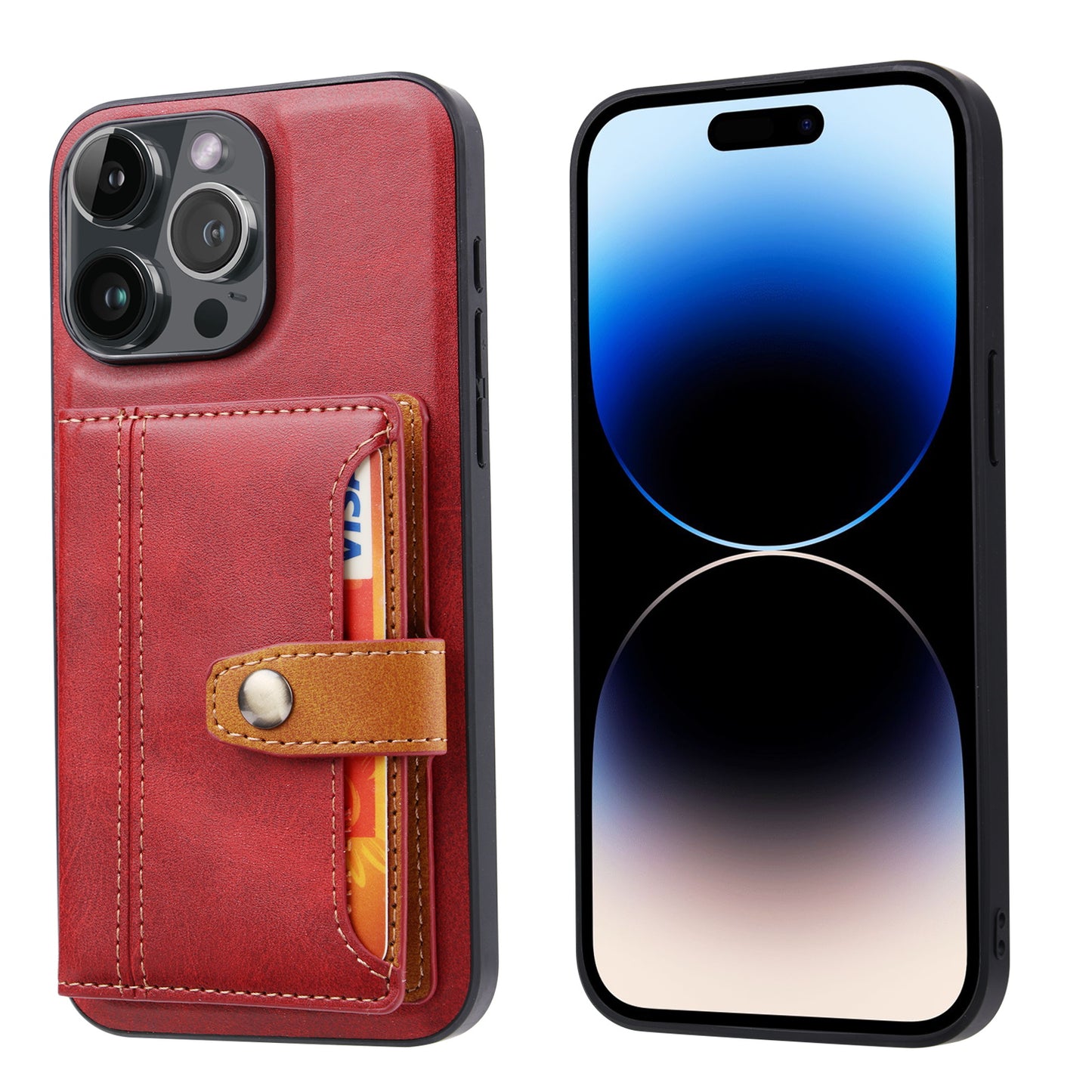 Buckle Retro Leather iPhone 16 Pro Case Stand Multi-card Slots