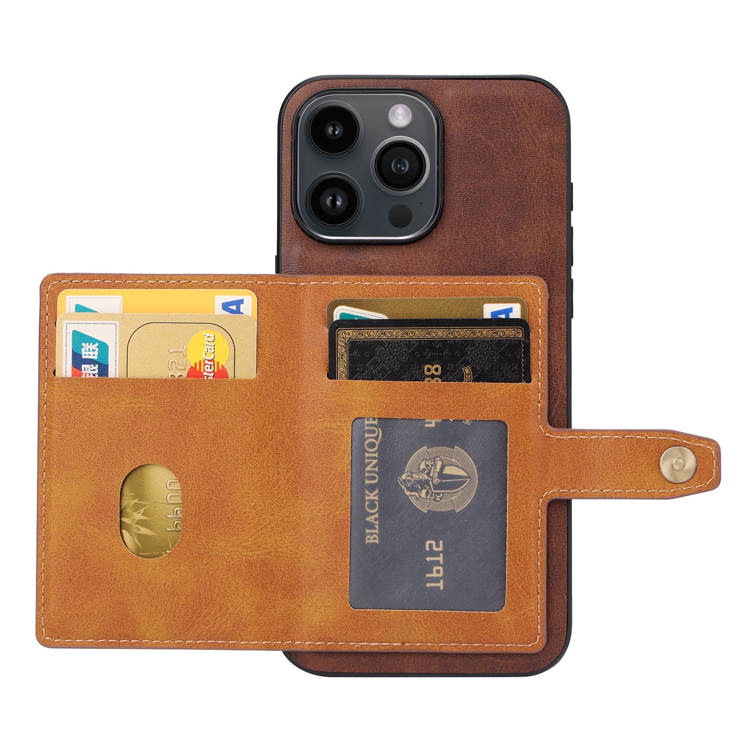 Buckle Retro Leather iPhone 16 Pro Case Stand Multi-card Slots