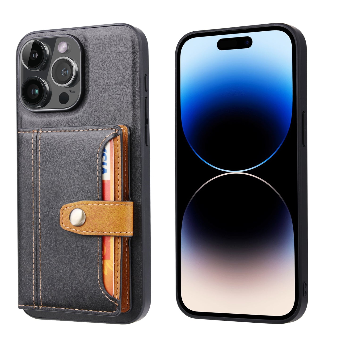 Buckle Retro Leather iPhone 16 Pro Case Stand Multi-card Slots