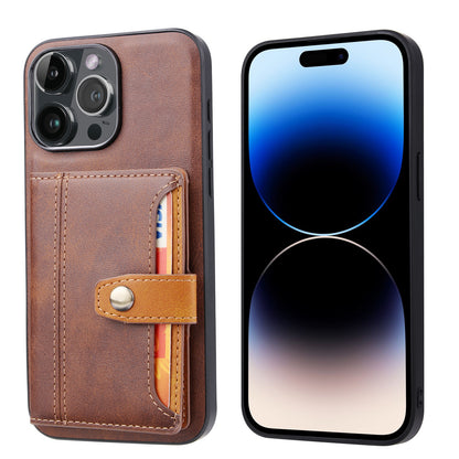 Buckle Retro Leather iPhone 16 Pro Case Stand Multi-card Slots