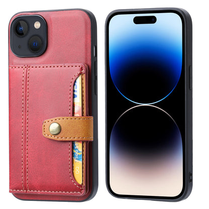 Buckle Retro Leather iPhone 16 Case Stand Multi-card Slots