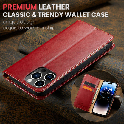 PU Leather iPhone 16 Case Wallet Stand Texture Deluxe