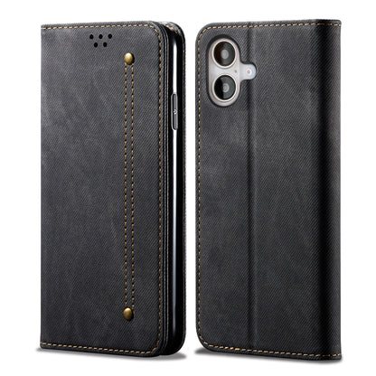 Retro Demin Wallet Leather iPhone 16 Pro Max Case Frosted TPU Shell