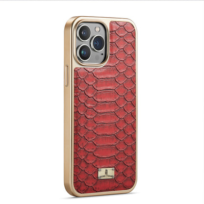 TPU Plated Boa Constrictor Leather iPhone 15 Pro Case Back