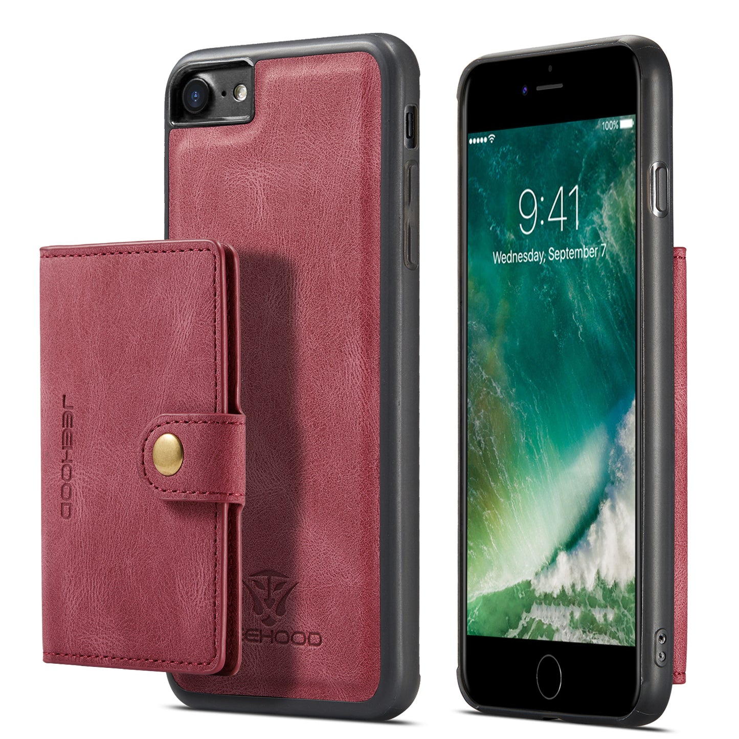 Magnetic Detachable Card Holder iPhone SE (2020) Case Leather Flip