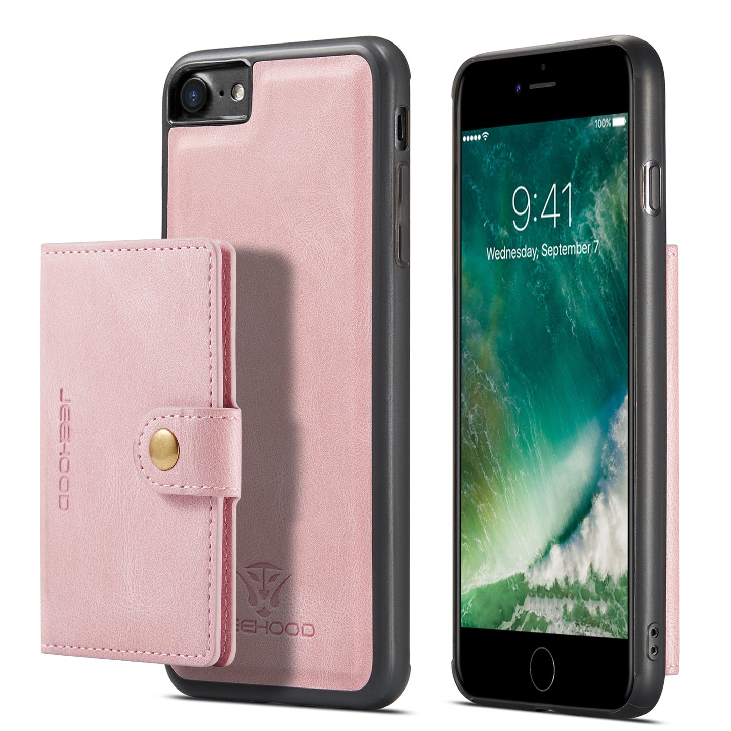 Magnetic Detachable Card Holder iPhone SE (2020) Case Leather Flip