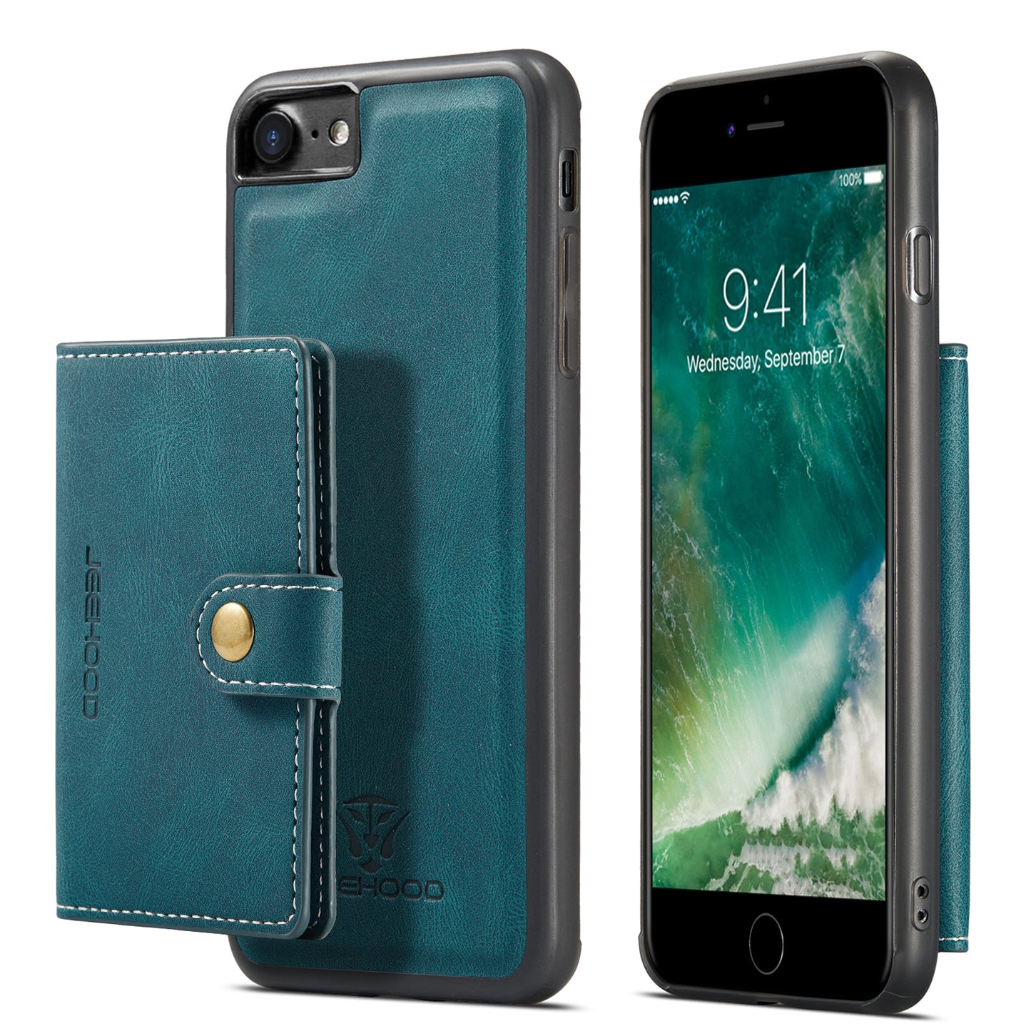 Magnetic Detachable Card Holder iPhone SE (2020) Case Leather Flip