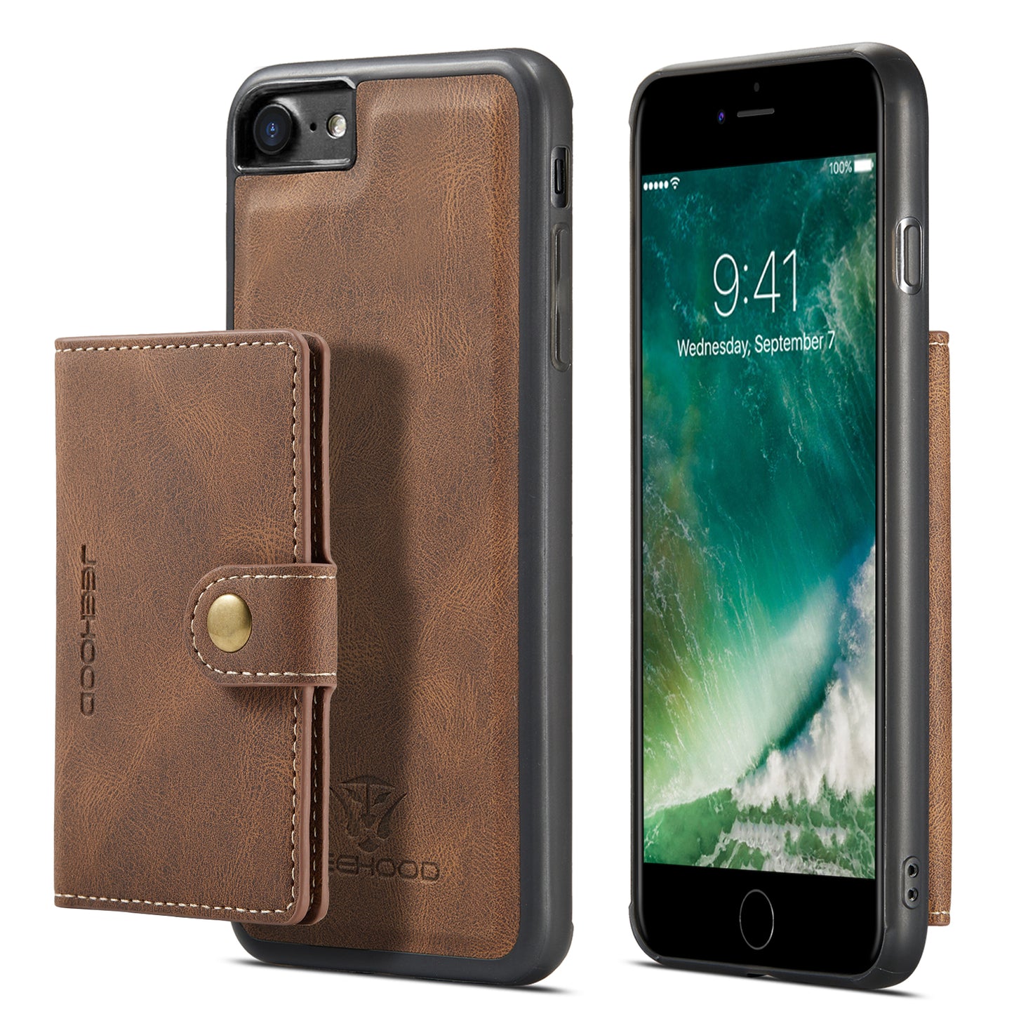 Magnetic Detachable Card Holder iPhone SE (2020) Case Leather Flip