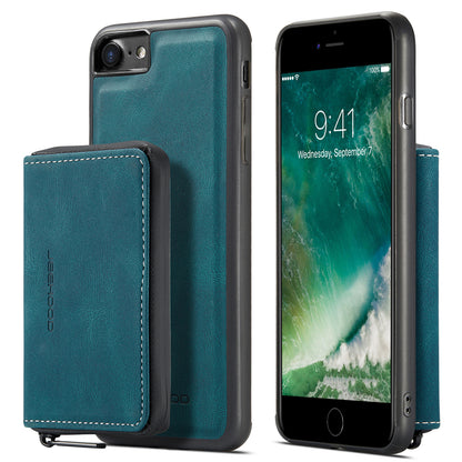 Magnetic Removable Zipper Wallet iPhone SE 2020 Case Leather Back