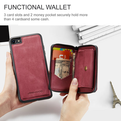 Magnetic Removable Zipper Wallet iPhone SE 2020 Case Leather Back