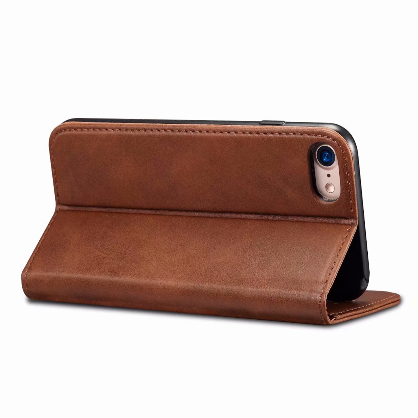 Calfskin Simple Wallet iPhone 8 Case RFID Magnetic