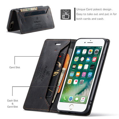 Luxury Retro Leather iPhone 7 Plus Case Magnetic Buckle RFID