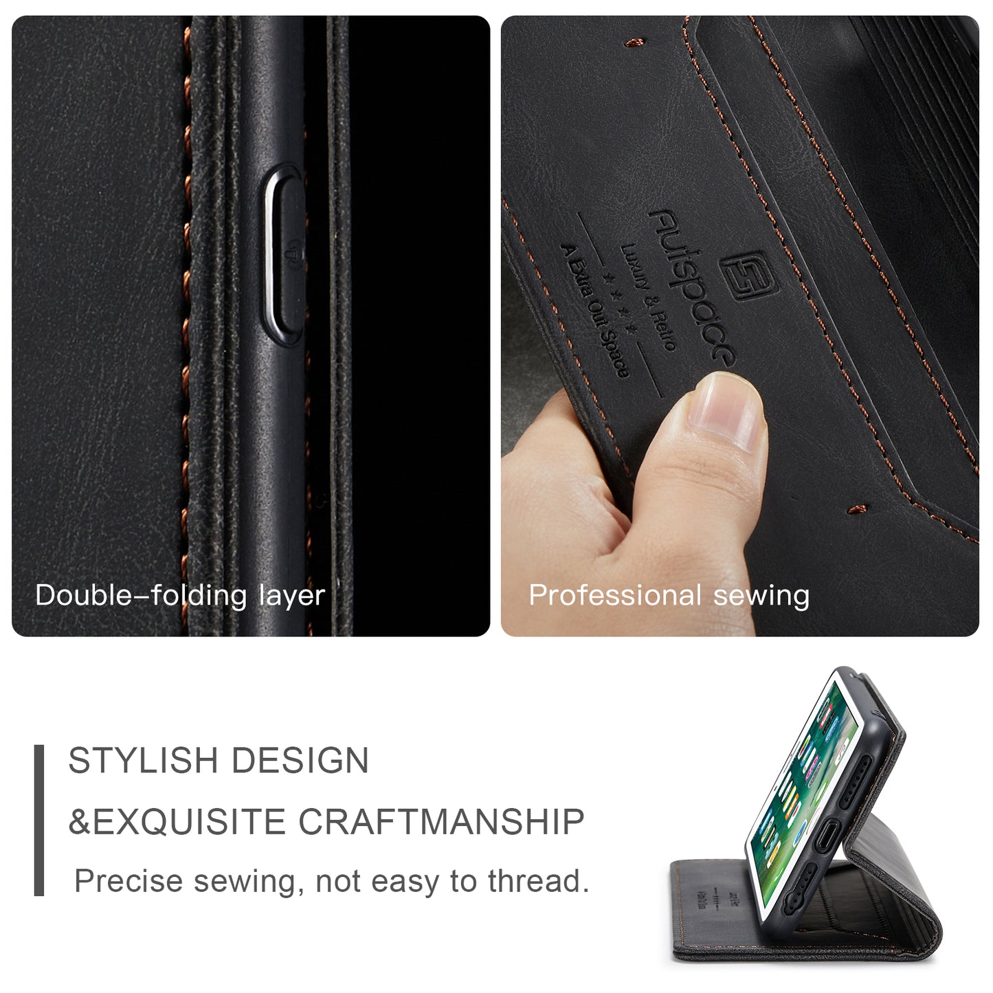 Luxury Retro Leather iPhone 7 Plus Case Magnetic Buckle RFID