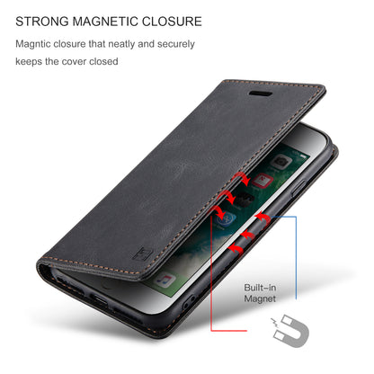 Luxury Retro Leather iPhone 7 Plus Case Magnetic Buckle RFID