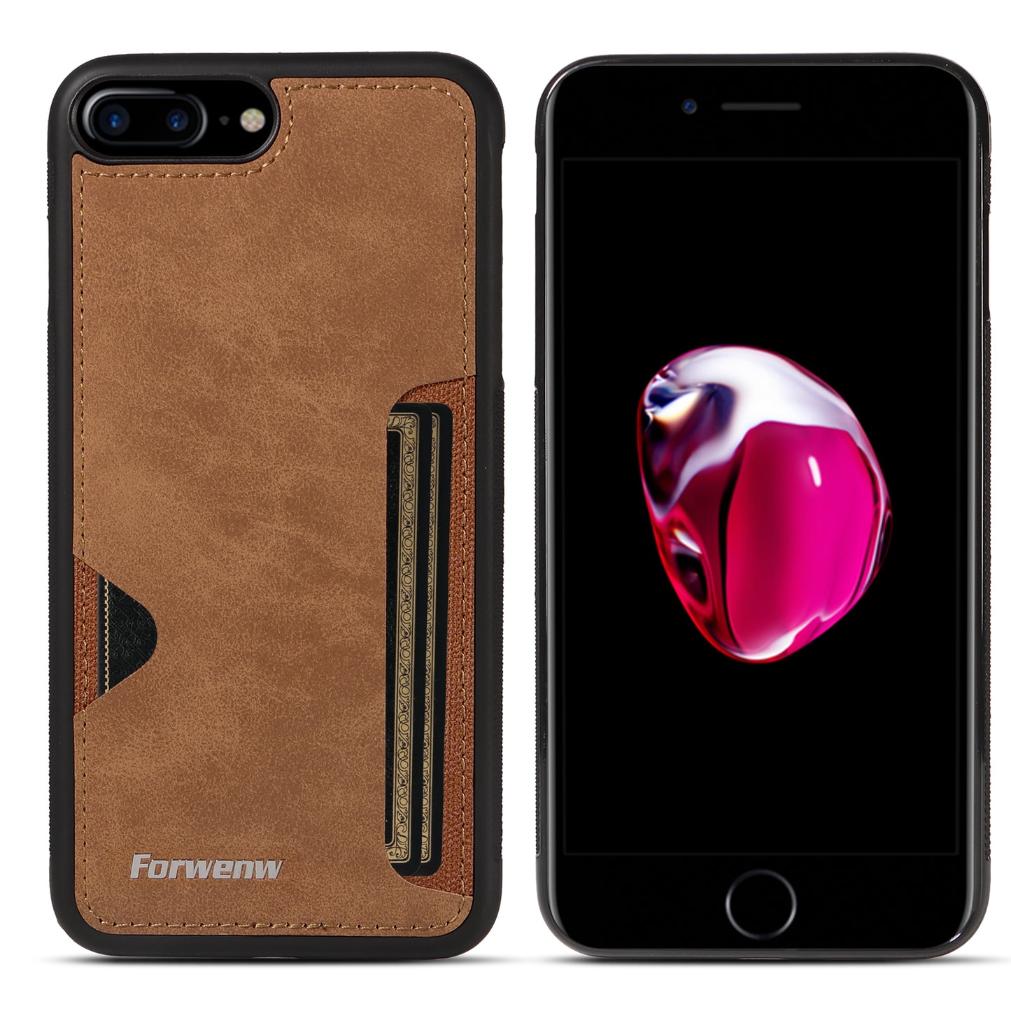 Insert Card Slot Leather Skin iPhone 8 Case Back