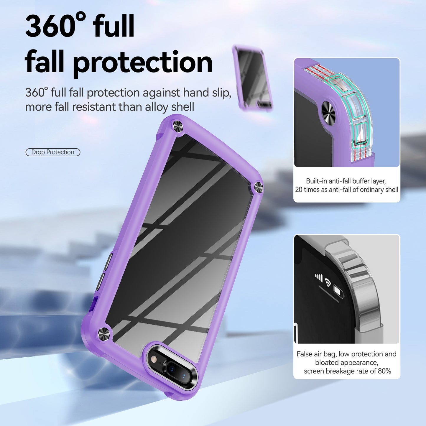 Goldwing Camera Protection Clear iPhone 8 Plus Case