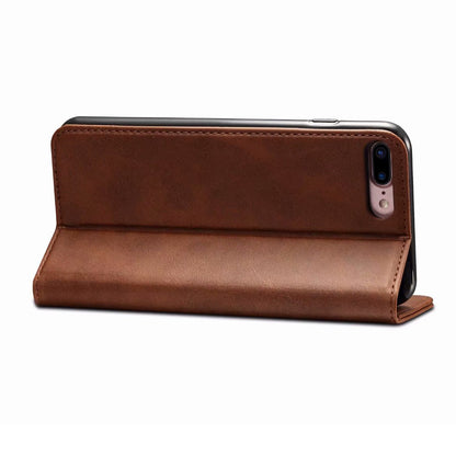 Calfskin Simple Wallet iPhone 8 Plus Case RFID Magnetic