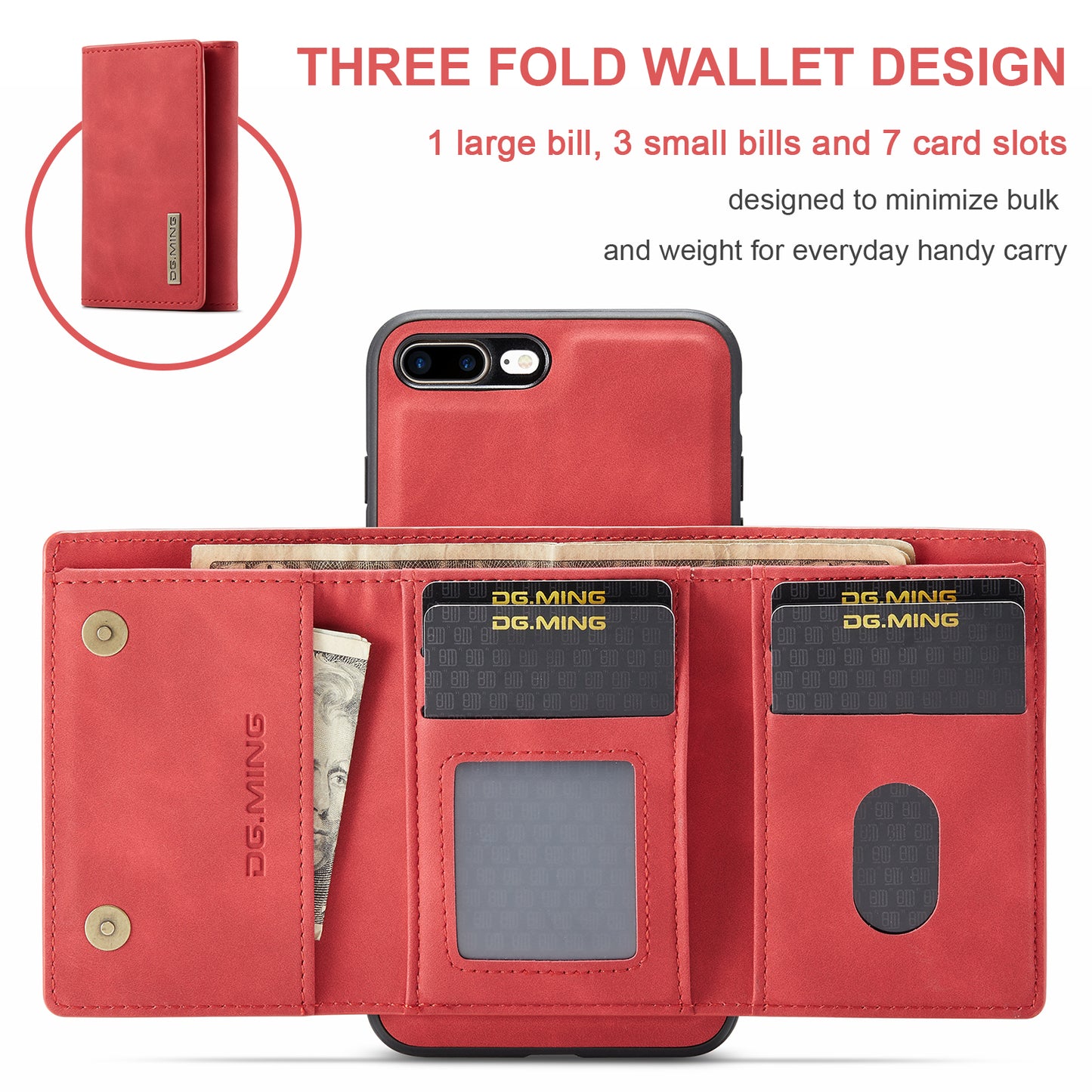 Retro Detachable Fold Wallet iPhone 7 Plus Case Magnetic Clip