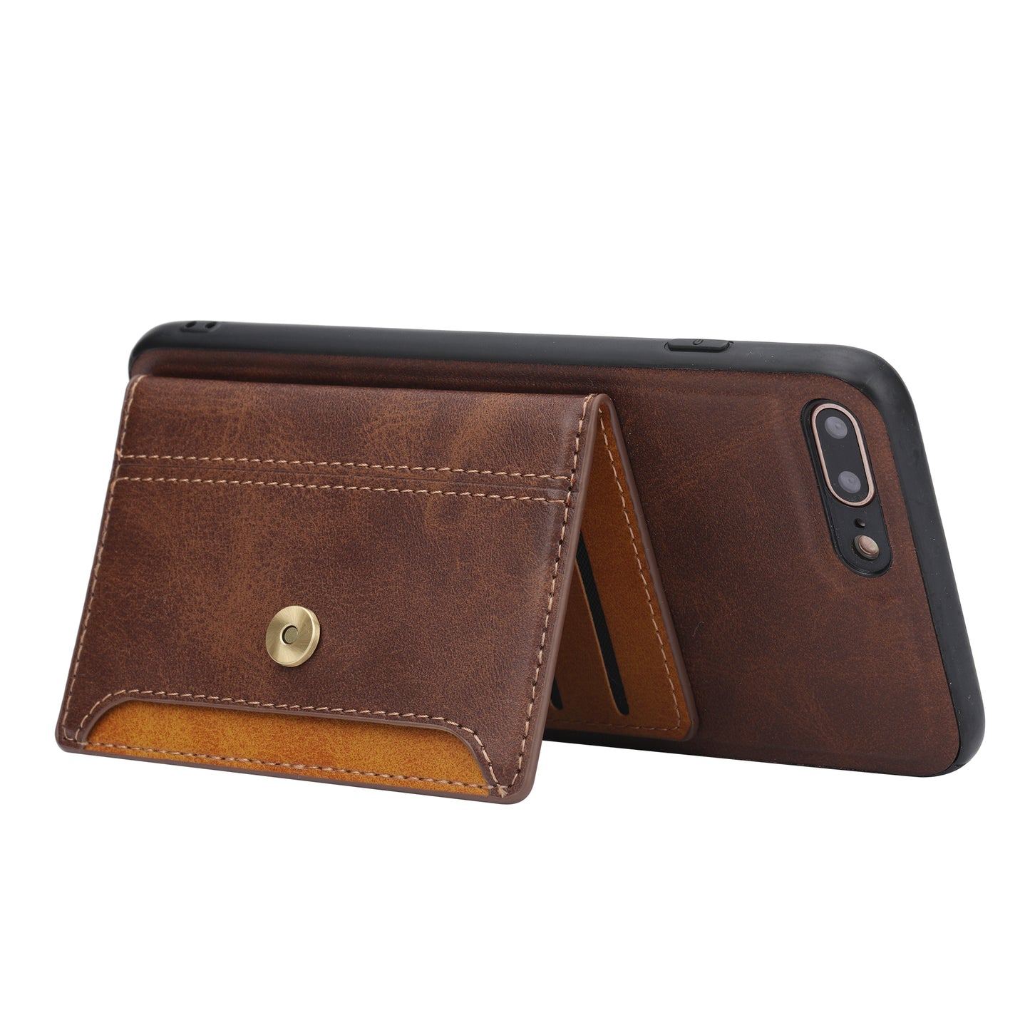 Buckle Retro Leather iPhone 7 Plus Case Stand Multi-card Slots