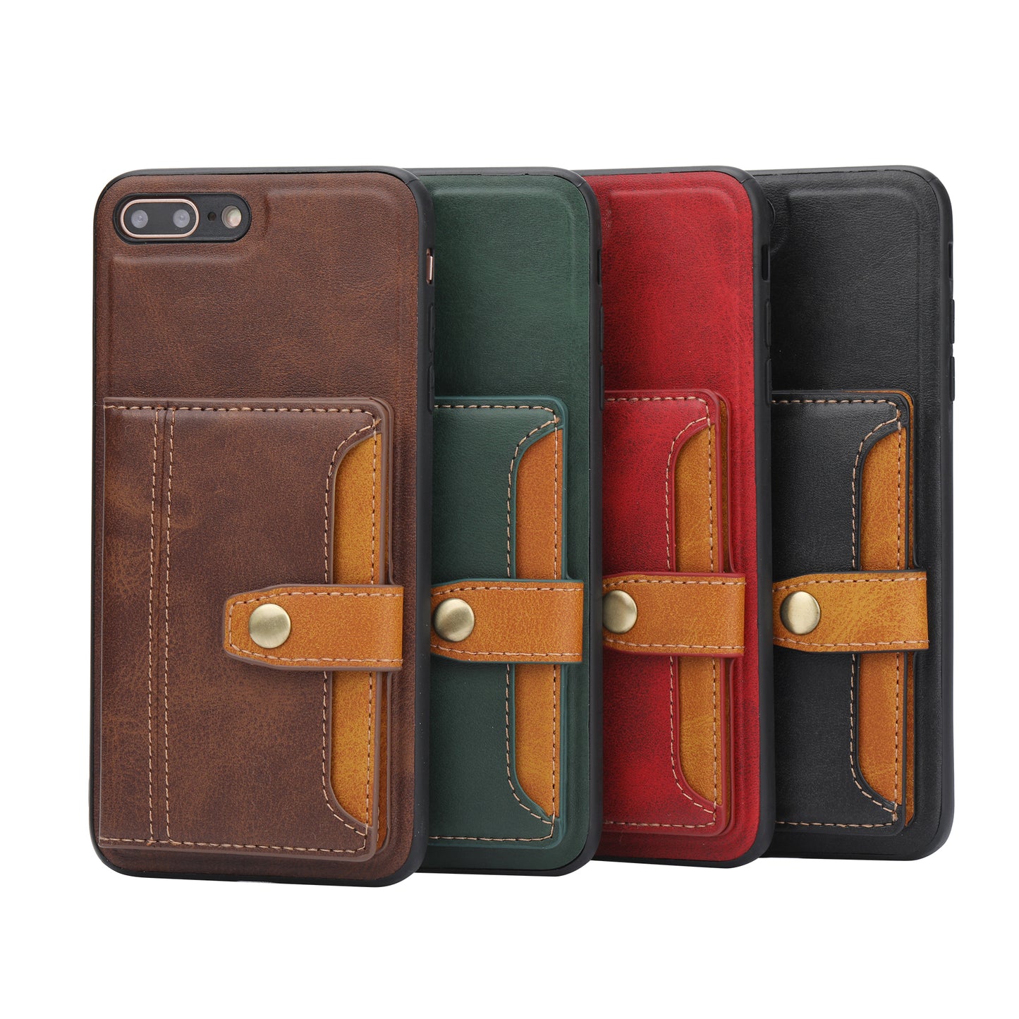 Buckle Retro Leather iPhone 7 Plus Case Stand Multi-card Slots