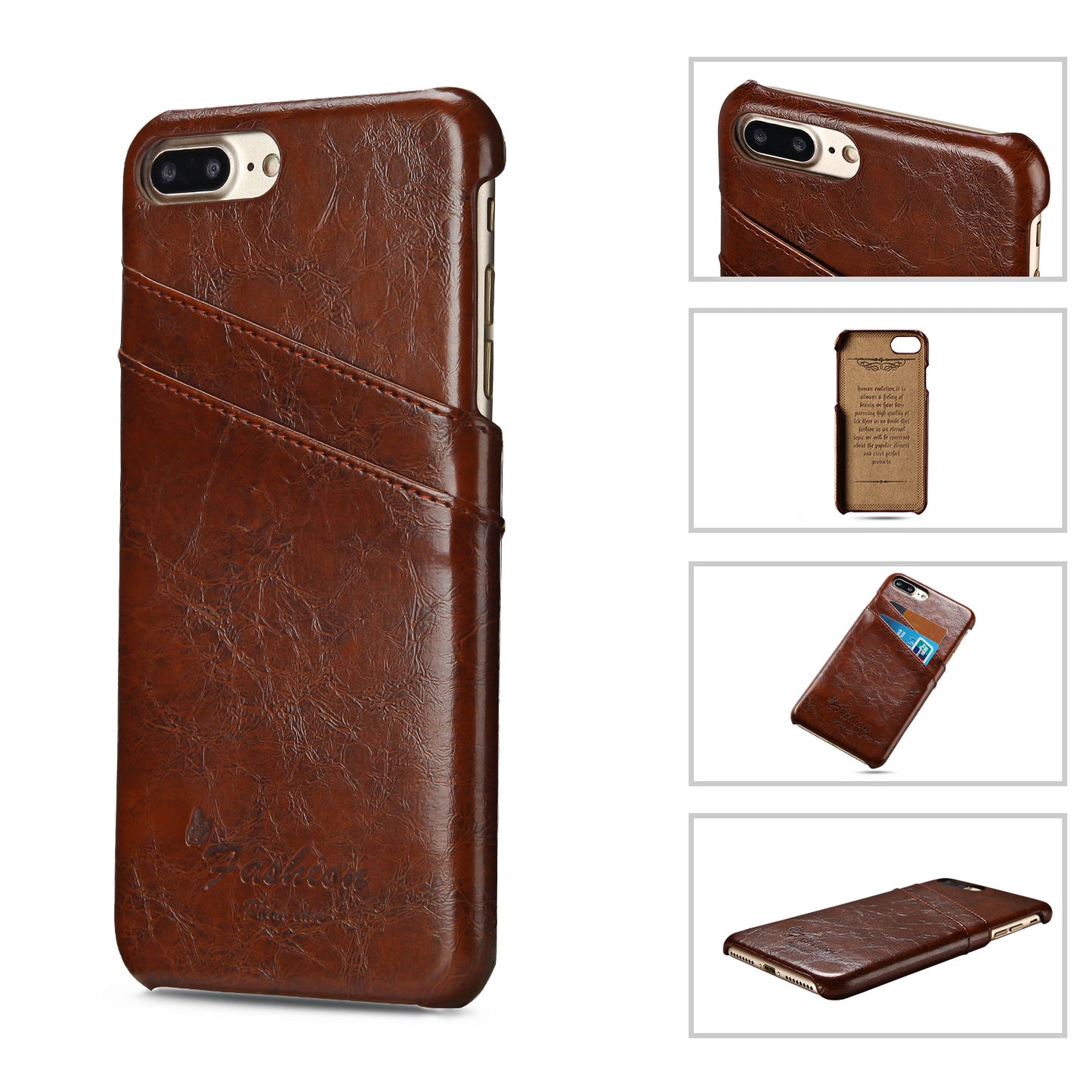 Oil Waxed Leather Card Holder iPhone 7 Plus Case Back