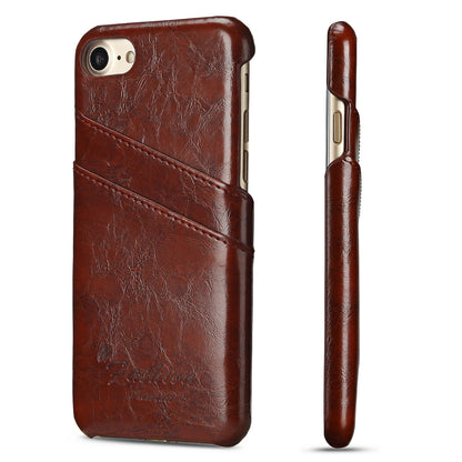 Oil Waxed Leather Card Holder iPhone SE 2020 Case Back