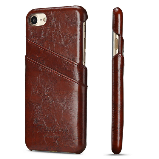 Oil Waxed Leather Card Holder iPhone 8 Case Back