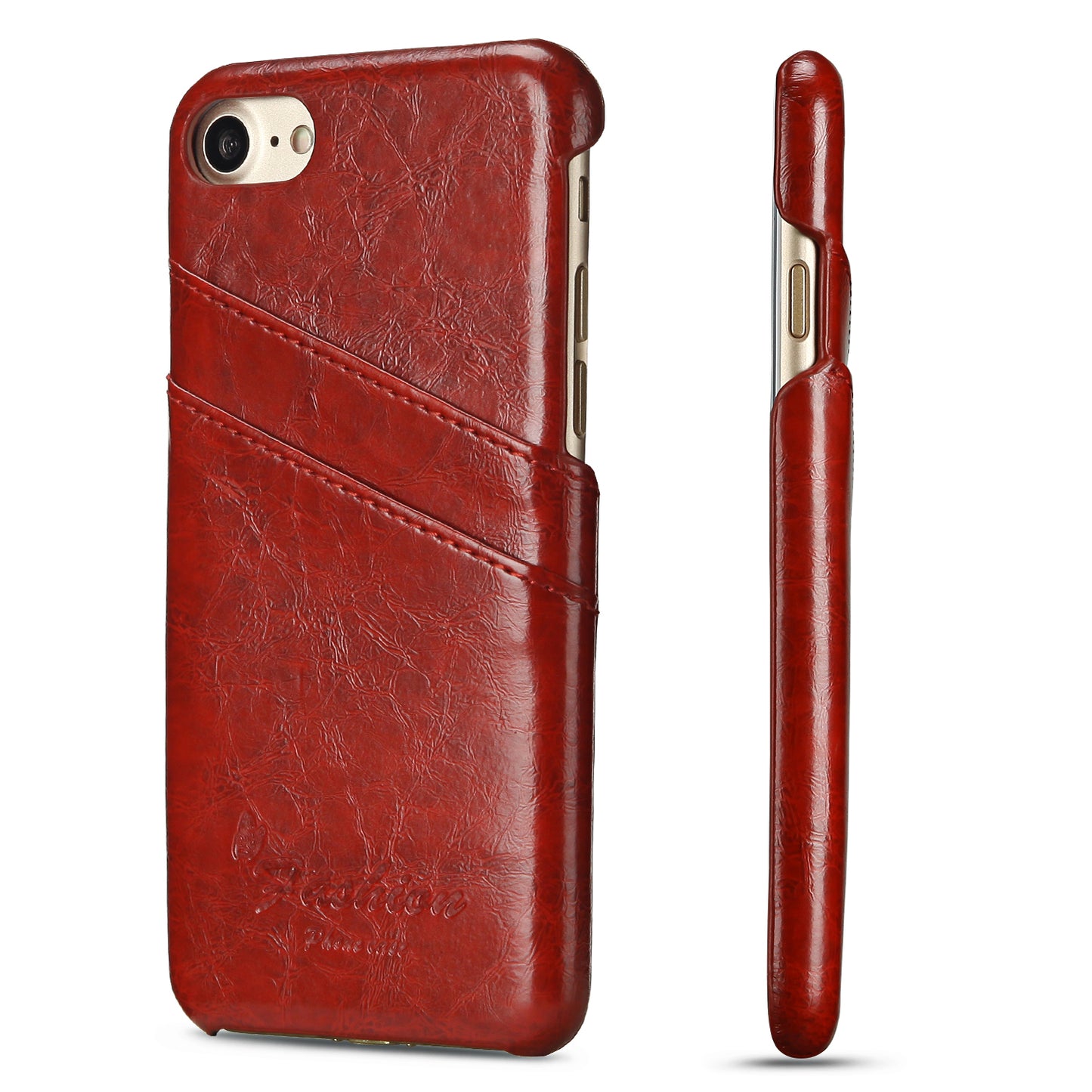 Oil Waxed Leather Card Holder iPhone SE 2020 Case Back