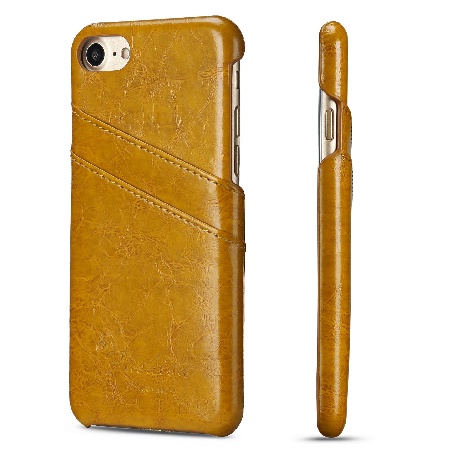 Oil Waxed Leather Card Holder iPhone SE 2020 Case Back