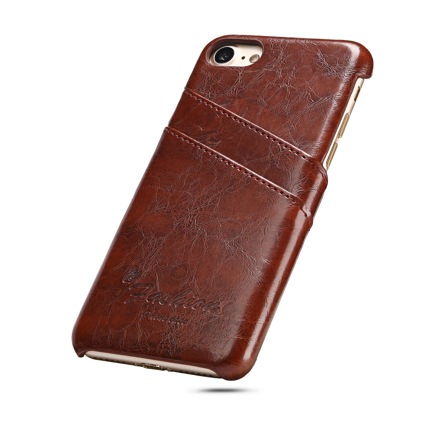 Oil Waxed Leather Card Holder iPhone SE 2020 Case Back