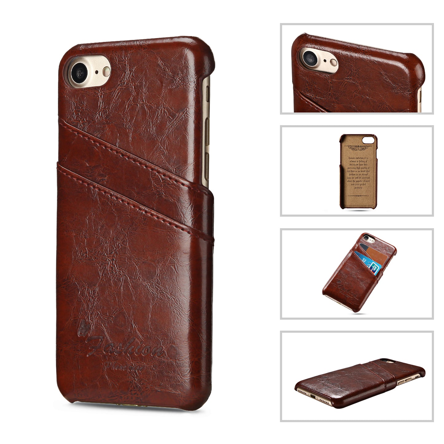 Oil Waxed Leather Card Holder iPhone SE 2022 Case Back