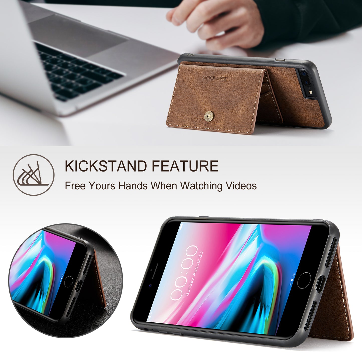 Magnetic Detachable Card Holder iPhone 7 Plus Case Leather Flip