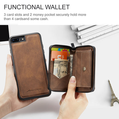 Magnetic Removable Zipper Wallet iPhone 8 Plus Case Leather Back