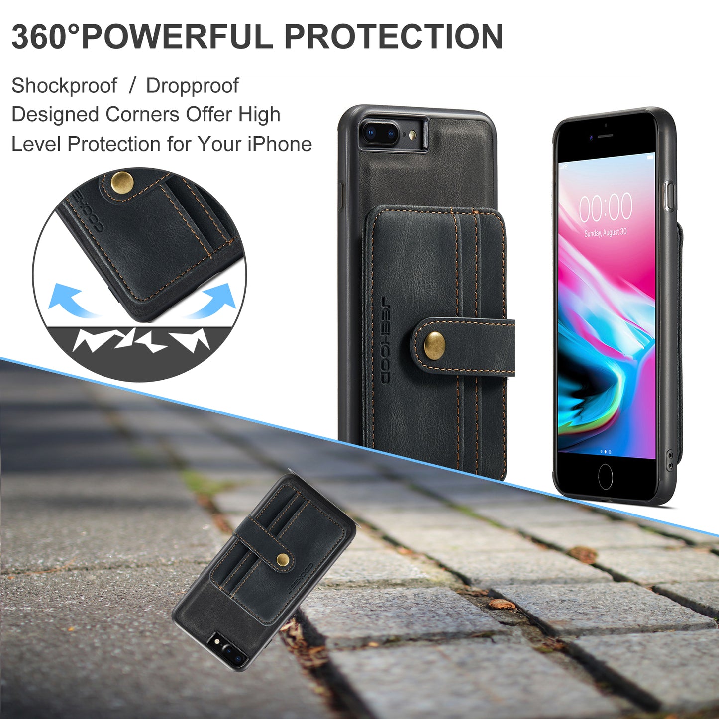 Powerful Magnetic Card Holder iPhone 8 Plus Case Detachable