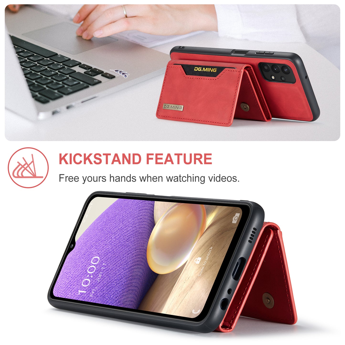 Retro Detachable Fold Card Holder Galaxy A32 Case Magnetic Clip