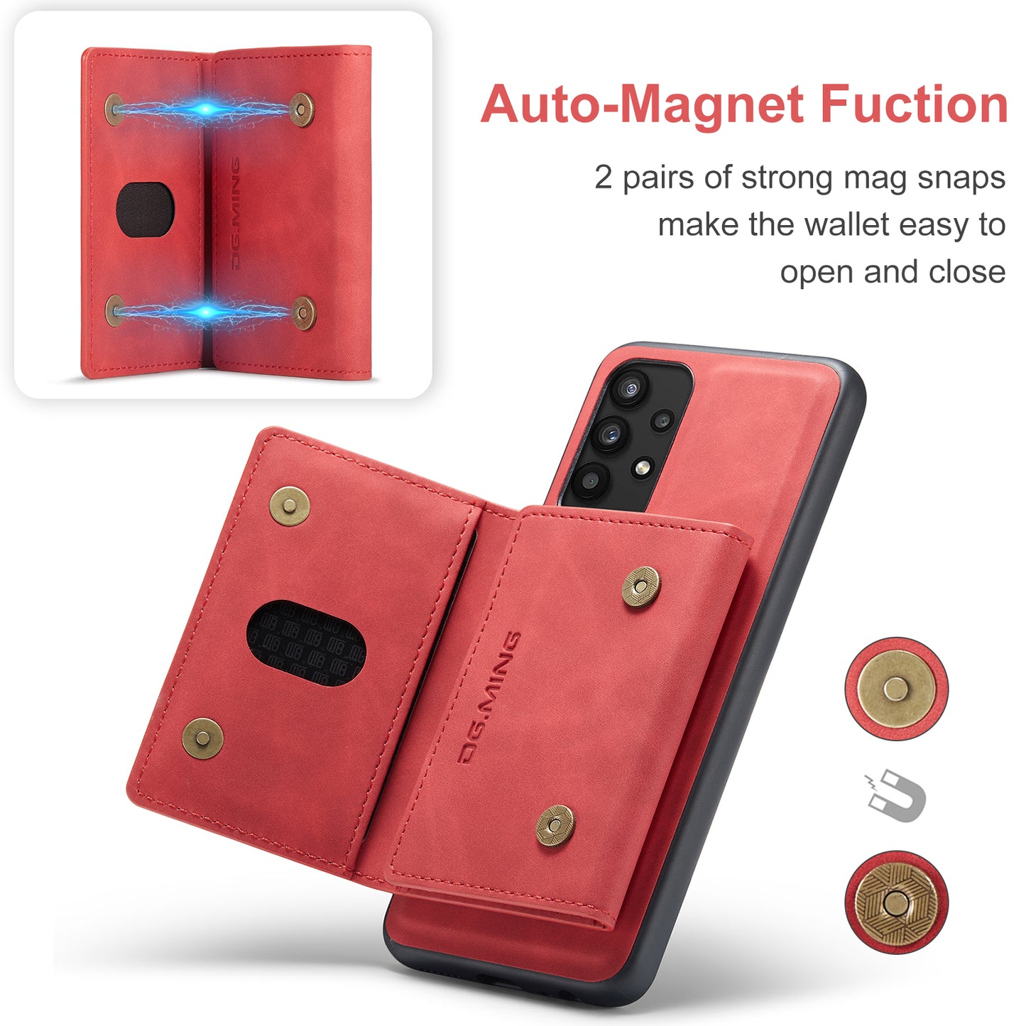 Retro Detachable Fold Card Holder Galaxy A32 Case Magnetic Clip