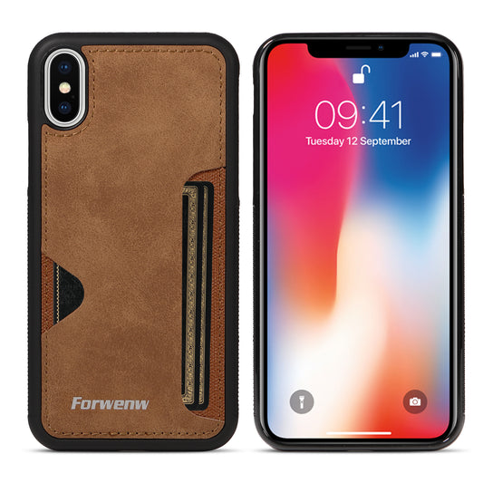 Insert Card Slot Leather Skin iPhone XR Case Back