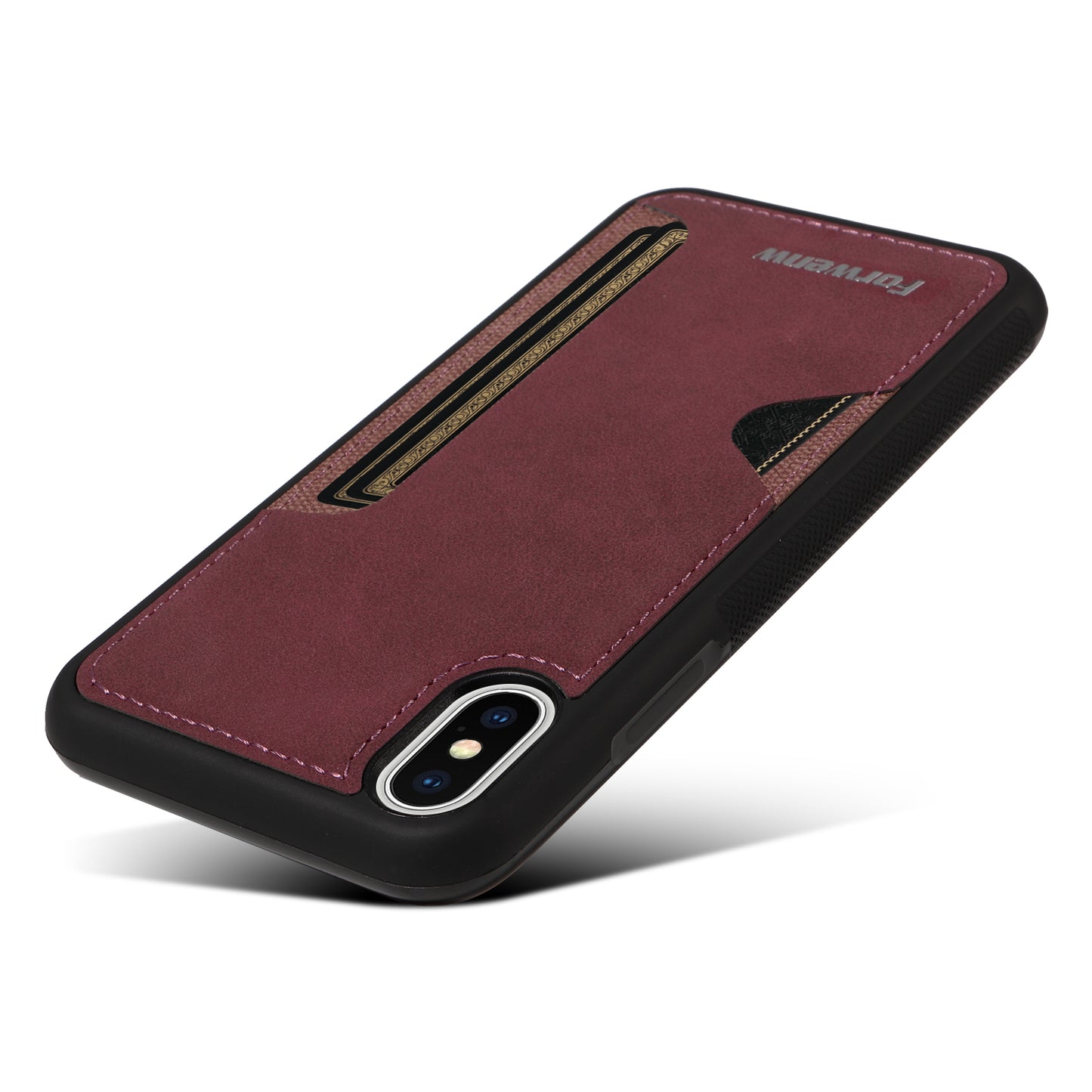 Insert Card Slot Leather Skin iPhone XR Case Back