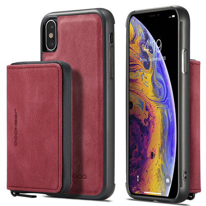 Magnetic Removable Zipper Wallet iPhone XR Case Leather Back