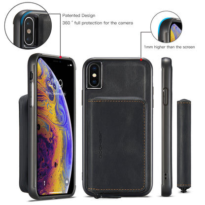 Magnetic Removable Zipper Wallet iPhone XR Case Leather Back