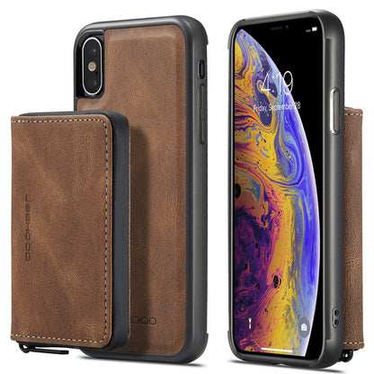 Magnetic Removable Zipper Wallet iPhone XR Case Leather Back