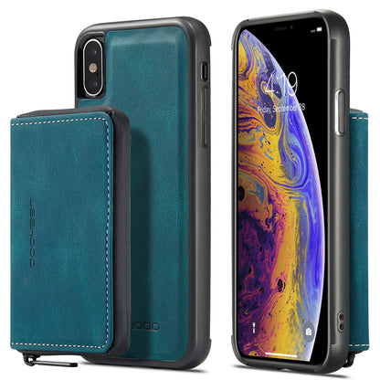 Magnetic Removable Zipper Wallet iPhone XR Case Leather Back