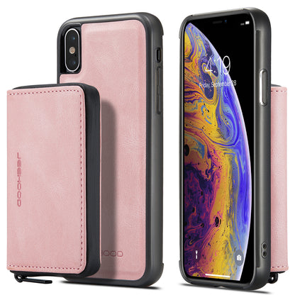 Magnetic Removable Zipper Wallet iPhone XR Case Leather Back