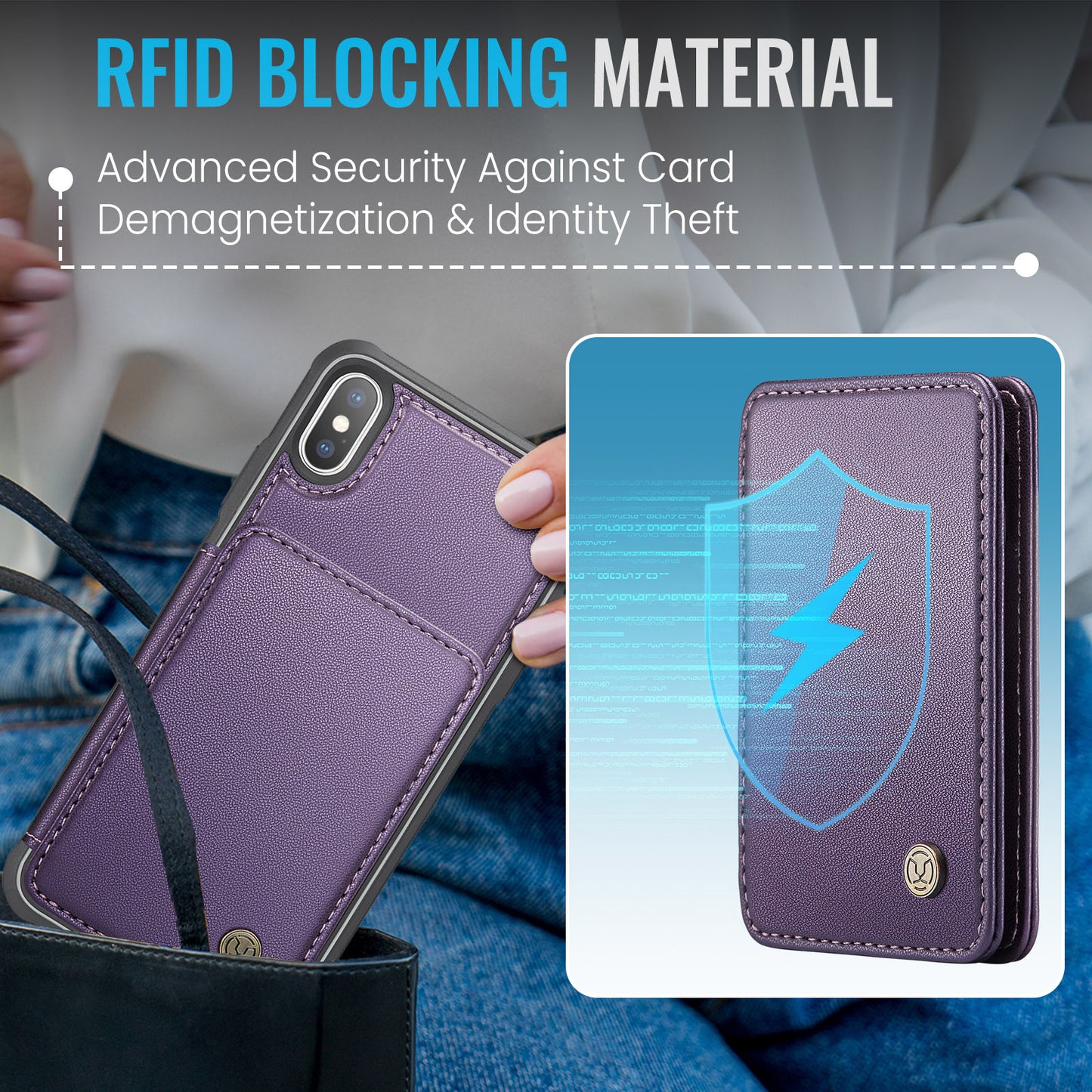 Magnetic Card Holder iPhone X Case Detachable RFID Blocking