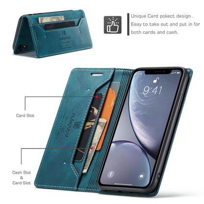 Luxury Retro Leather iPhone XR Case Magnetic Buckle RFID