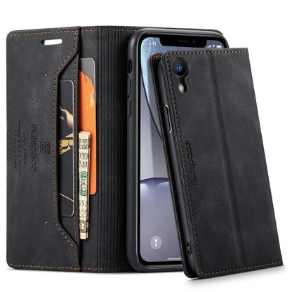 Luxury Retro Leather iPhone XR Case Magnetic Buckle RFID