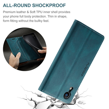 Luxury Retro Leather iPhone XR Case Magnetic Buckle RFID