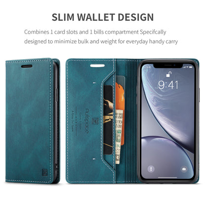 Luxury Retro Leather iPhone XR Case Magnetic Buckle RFID