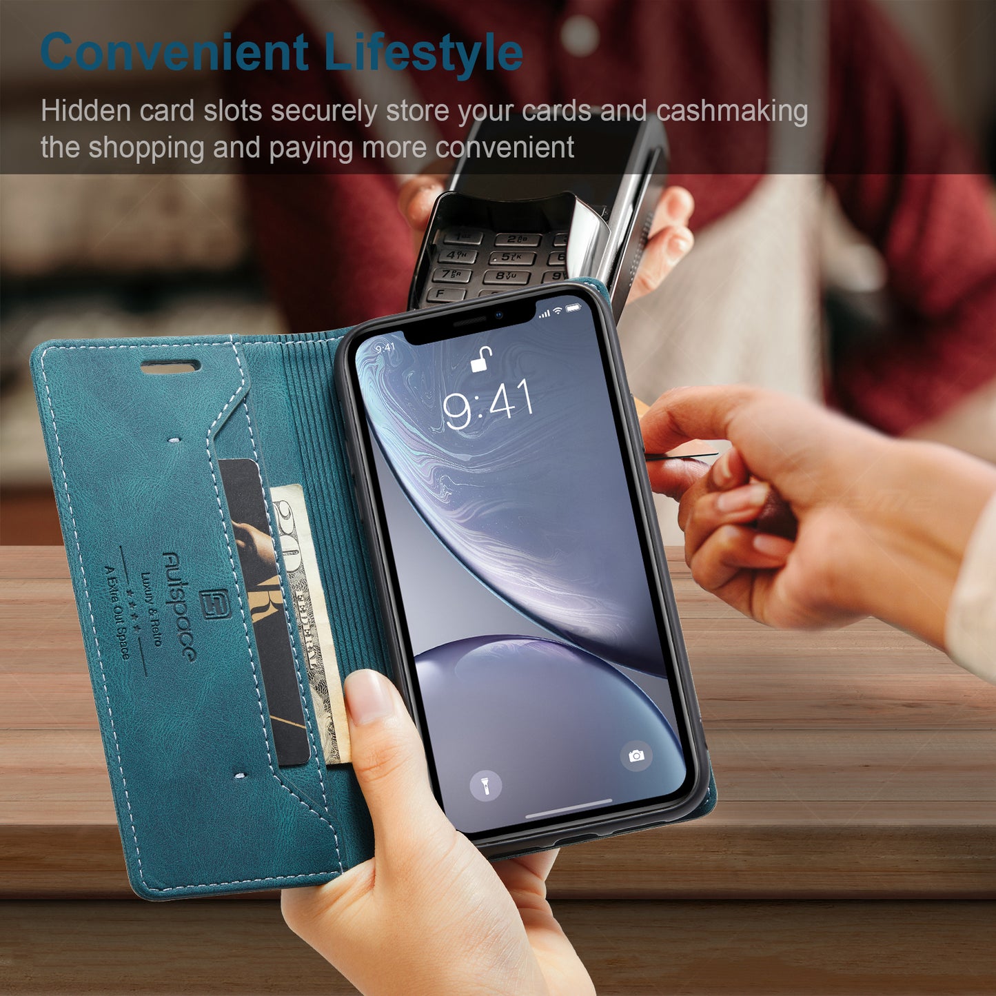 Luxury Retro Leather iPhone XR Case Magnetic Buckle RFID