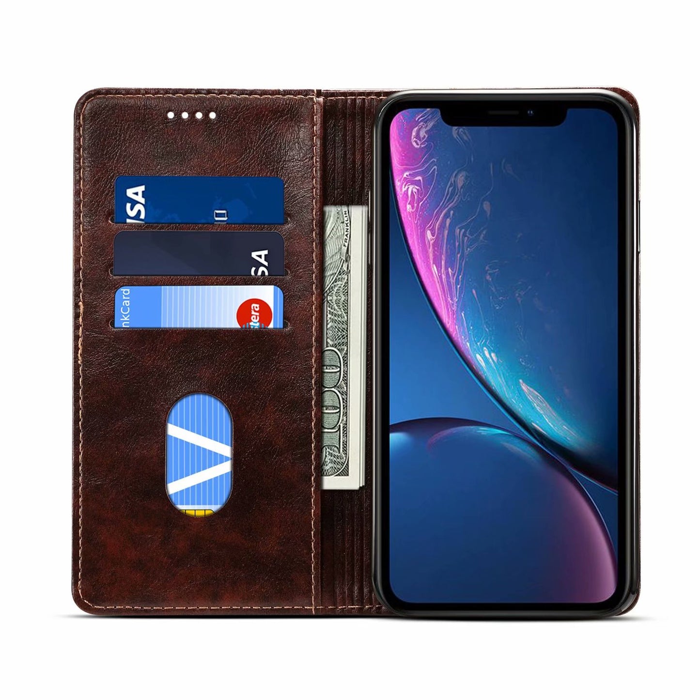 Baroque Wallet Stand iPhone XR Case Magtic Flip